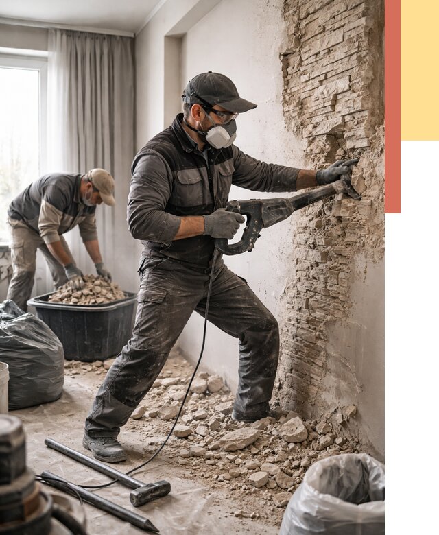 Демонтаж декоративного камня в Керчи от 1481 руб/м² — быстро и недорого | ОТДЕЛОЧНИК-Крч