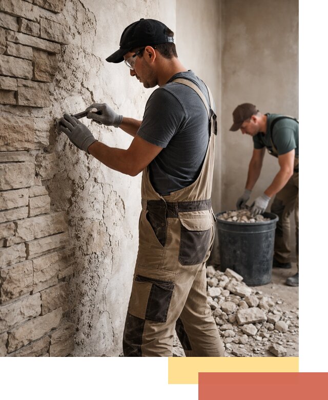 Демонтаж декоративного камня в Керчи профессионально и безопасно