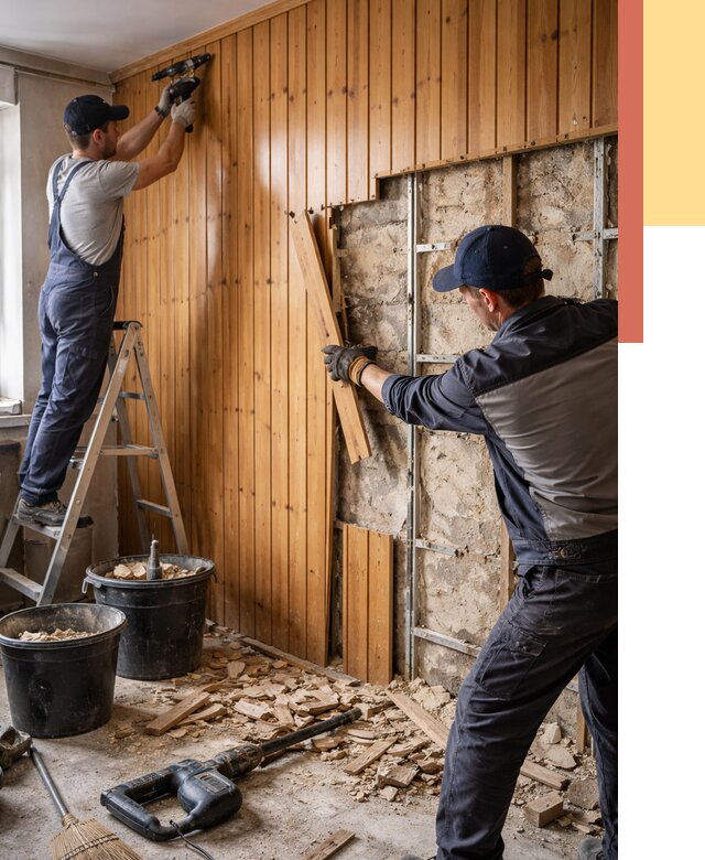 Демонтаж вагонки со стен в Керчи от 1481 руб. — снятие, удаление, срочно | ОТДЕЛОЧНИК-Крч