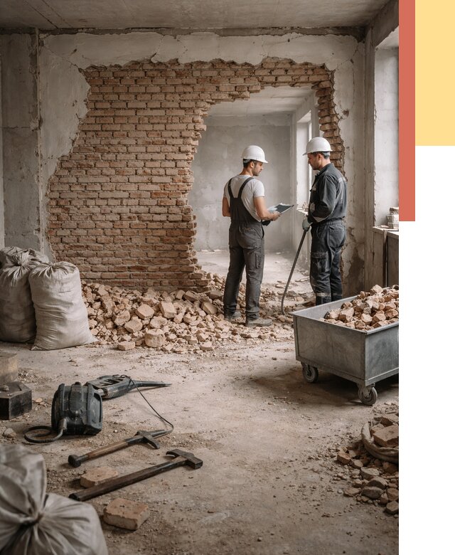 Демонтаж кирпичных стен в Керчи от 4289 руб. — быстро, недорого, под ключ | ОТДЕЛОЧНИК-Крч