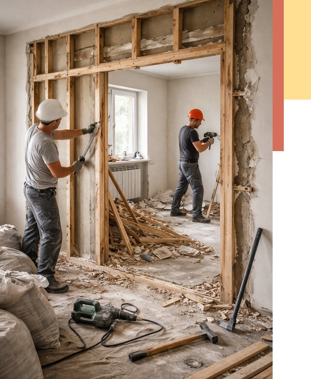 Демонтаж деревянных перегородок в Керчи от 3268 руб. — быстро и недорого | ОТДЕЛОЧНИК-Крч