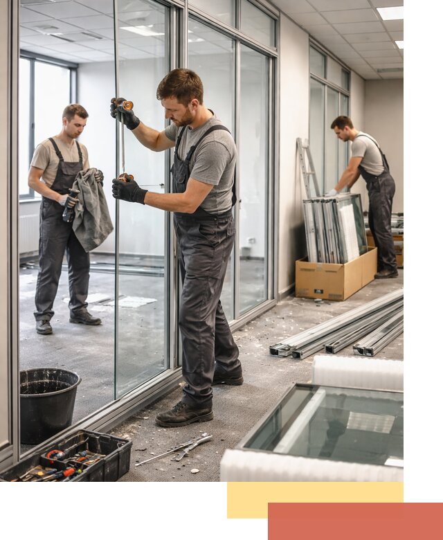 Демонтаж стеклянных перегородок в Керчи быстро и безопасно