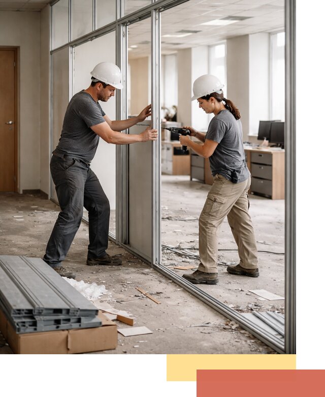 Демонтаж алюминиевых перегородок в Керчи быстро и аккуратно