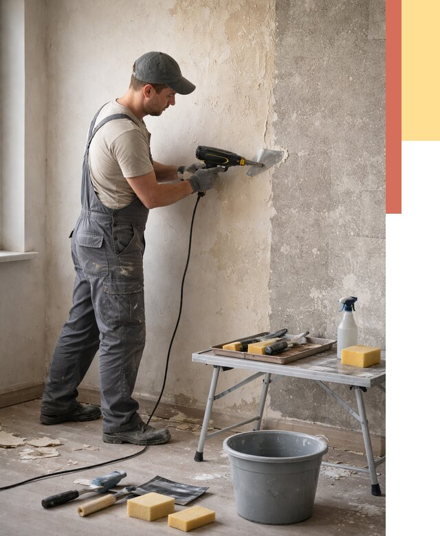 Очистка стен от клея в Керчи от 1889 руб. — снятие и удаление клея со стен | ОТДЕЛОЧНИК-Крч