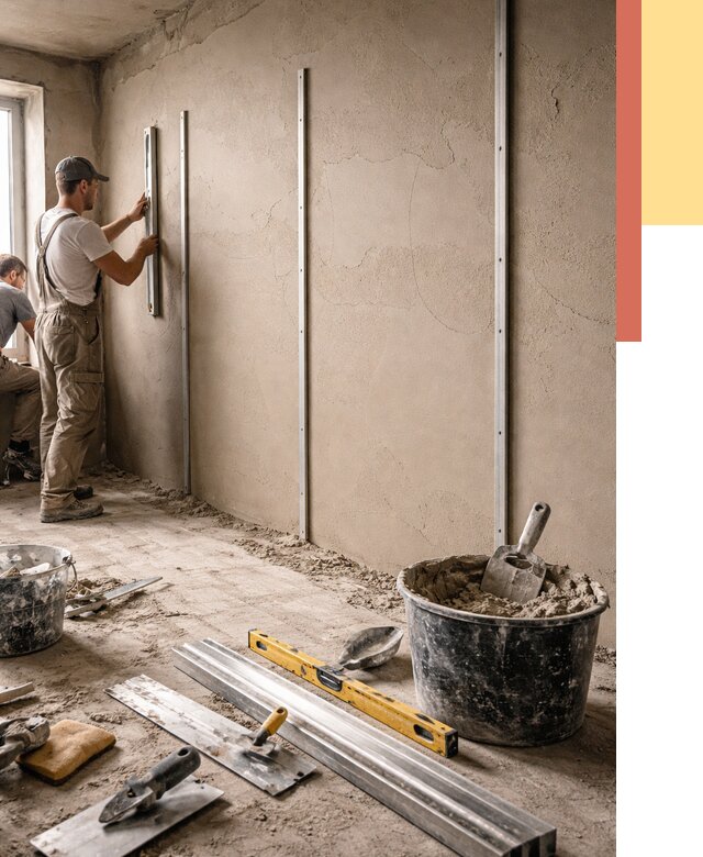 Штукатурка стен по маякам в Керчи от 5617 руб./м² — выравнивание под ключ | ОТДЕЛОЧНИК-Крч