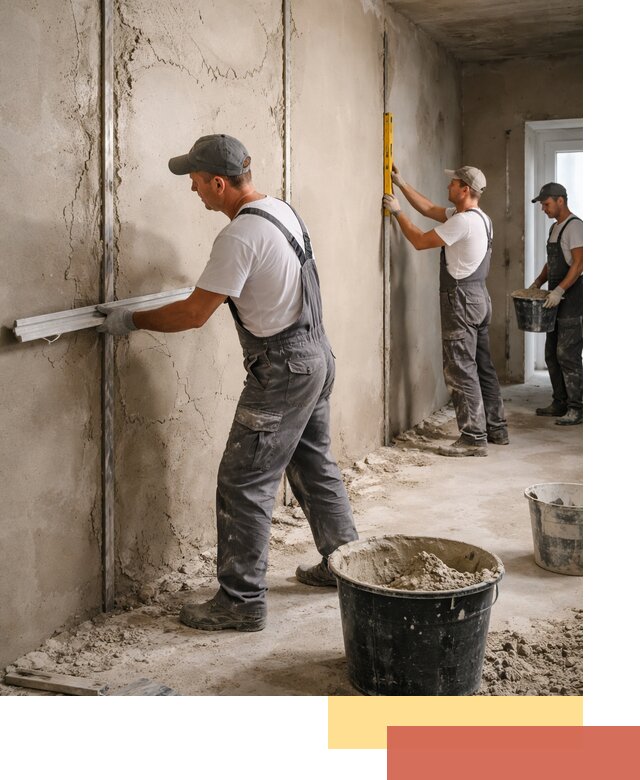 Штукатурка стен по маякам в Керчи — точная и ровная поверхность