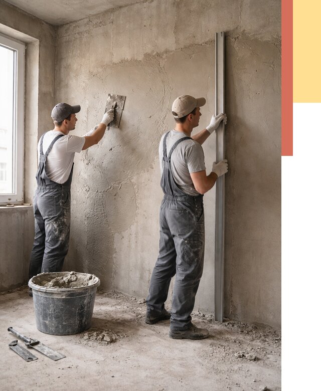 Штукатурка бетонных стен в Керчи от 4595 руб/м² — качественно и быстро | ОТДЕЛОЧНИК-Крч