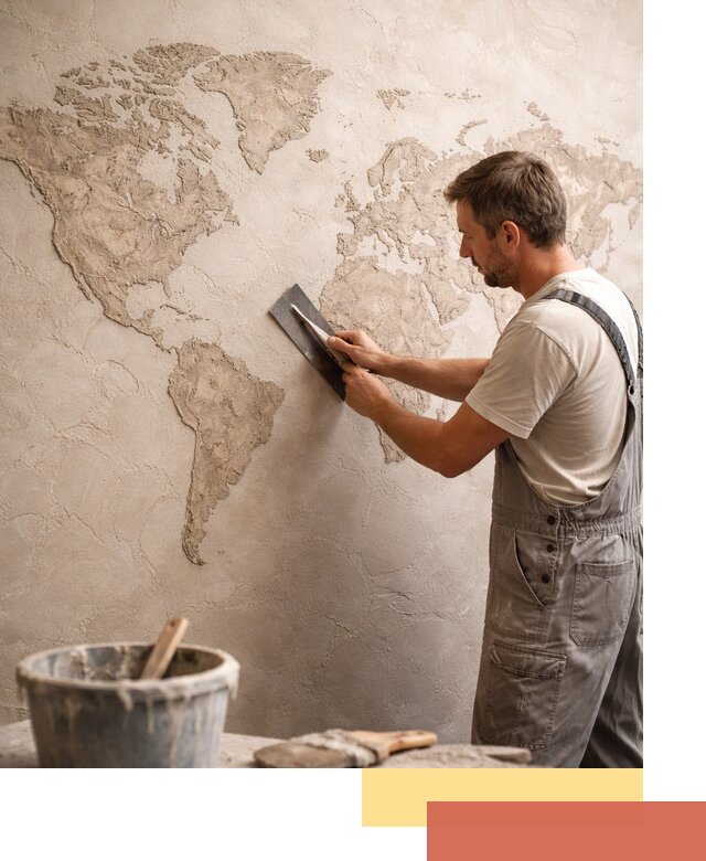 Декоративная штукатурка «Карта мира» под ключ в Керчи
