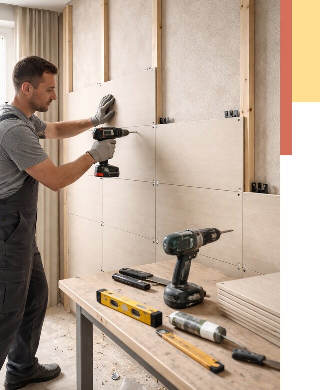 Монтаж МДФ панелей на стены в Керчи от 1277 руб. под ключ | ОТДЕЛОЧНИК-Крч