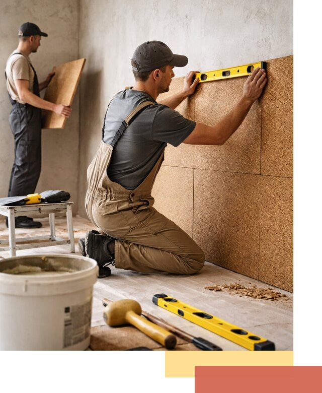 Монтаж пробковых панелей на стены в Керчи быстро и качественно