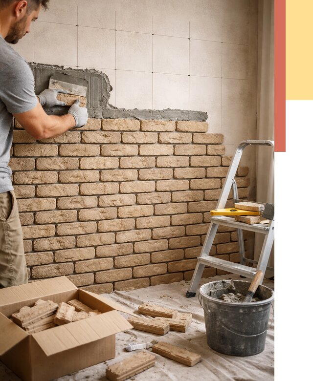 Монтаж декоративного кирпича в Керчи от 3268 руб./м² — быстро и недорого | ОТДЕЛОЧНИК-Крч