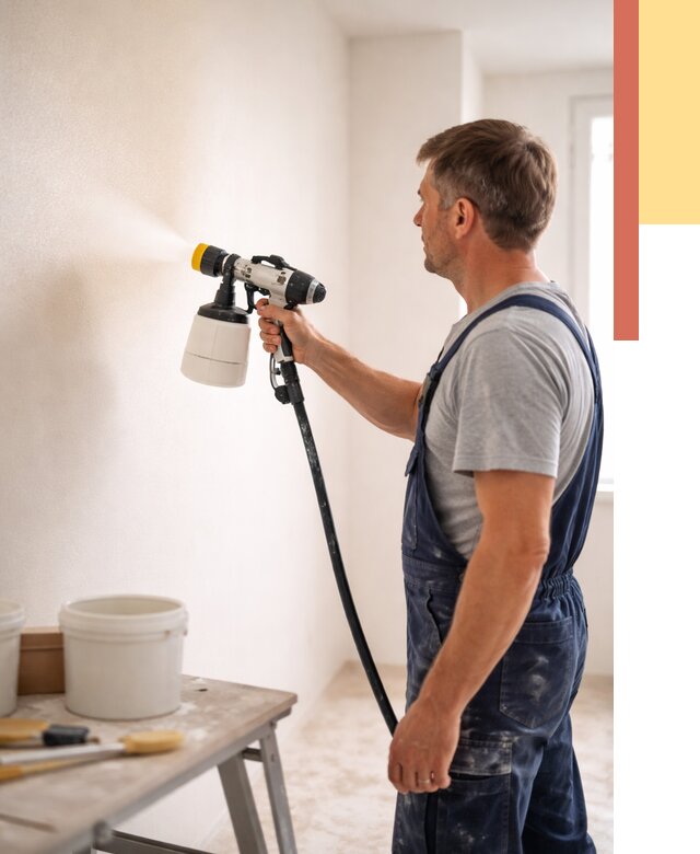 Покраска стен краскопультом в Керчи от 7659 руб. — механизированная покраска | ОТДЕЛОЧНИК-Крч