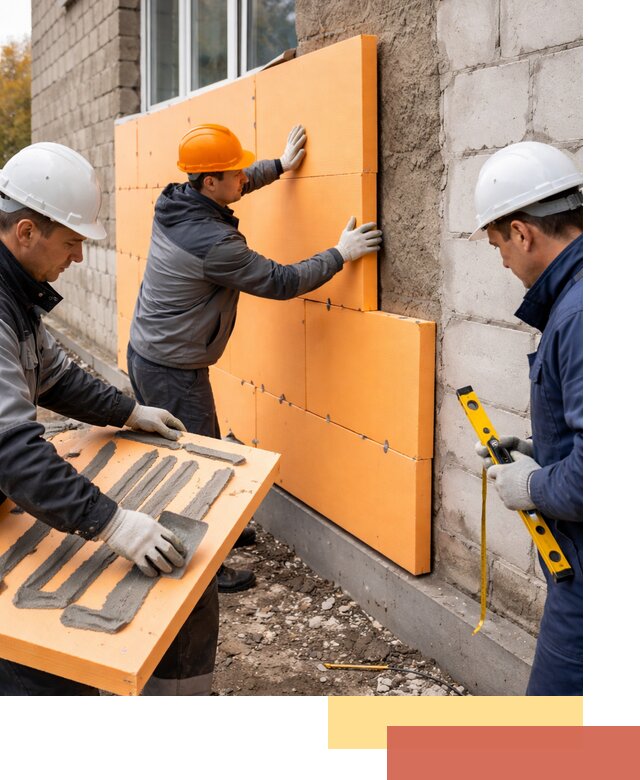 Утепление фасада пеноплексом под ключ в Керчи