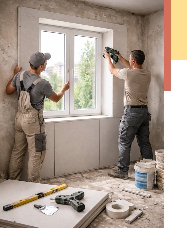 Монтаж откосов из гипсокартона в Керчи от 4595 руб. под ключ | ОТДЕЛОЧНИК-Крч