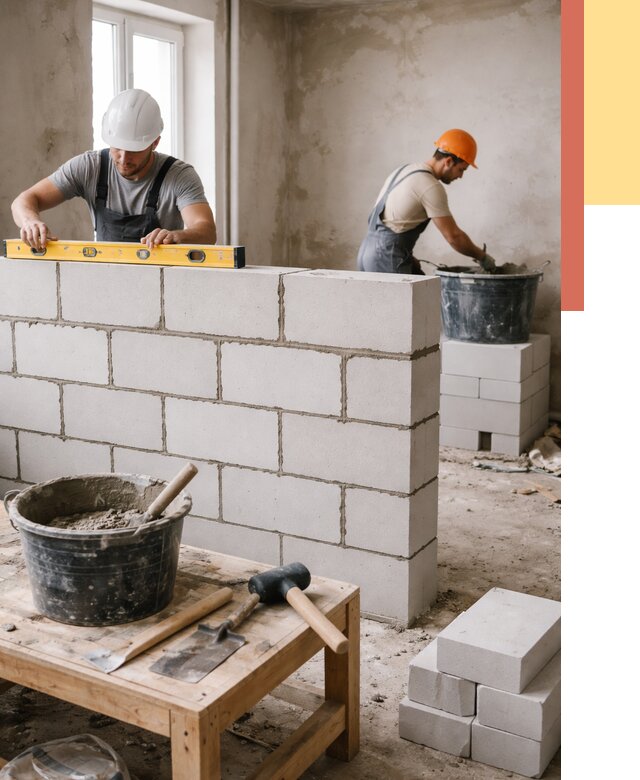 Кладка перегородок из газобетона в Керчи от 3268 руб. под ключ | ОТДЕЛОЧНИК-Крч