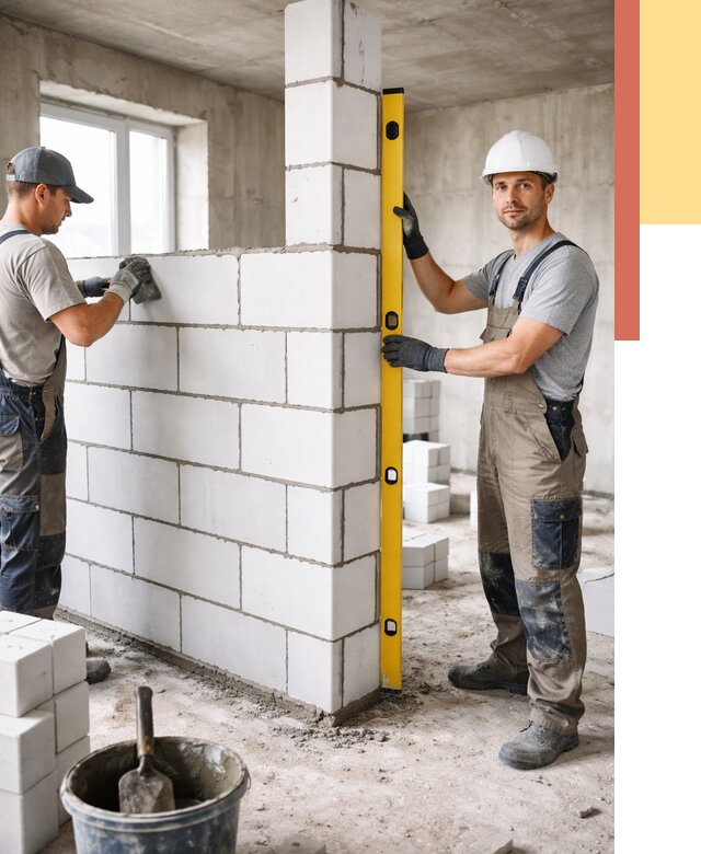 Кладка перегородок из пеноблока в Керчи от 1838 руб. под ключ | ОТДЕЛОЧНИК-Крч