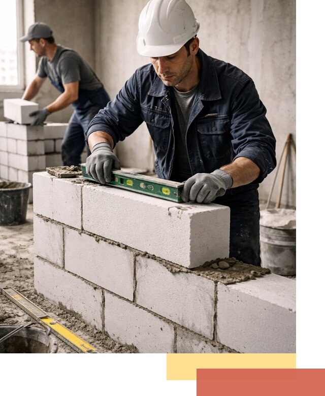 Кладка перегородок из пеноблока под ключ в Керчи