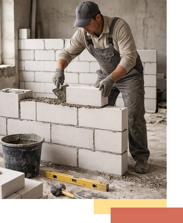 Кладка перегородок из силикатного блока в Керчи