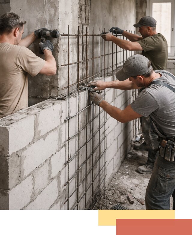 Армирование кладки перегородок в Керчи профессионально и надёжно