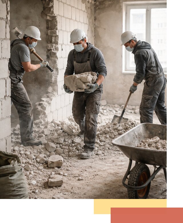 Демонтаж блочных перегородок в Керчи быстро и аккуратно