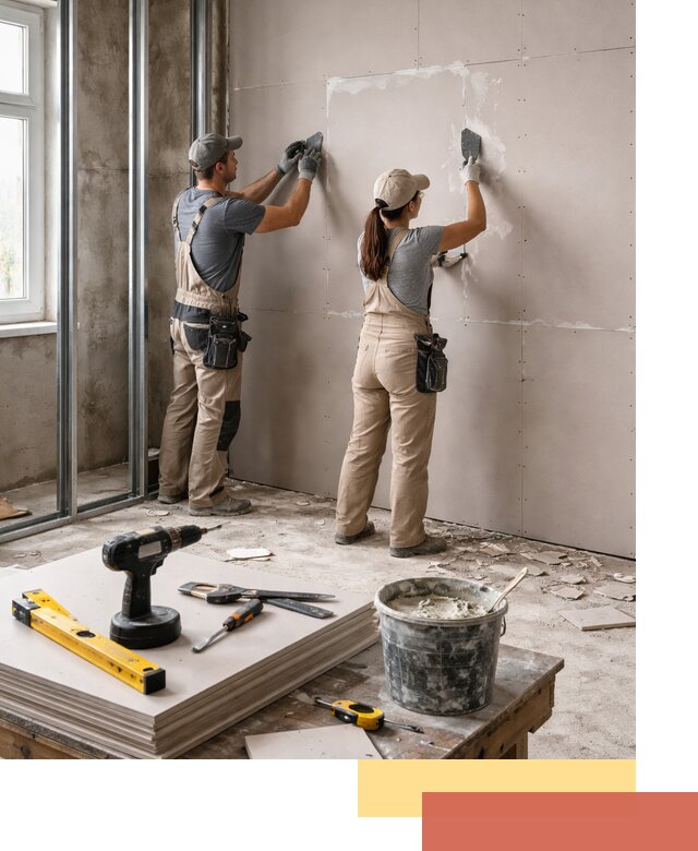 Монтаж двухслойной перегородки из гипсокартона в Керчи