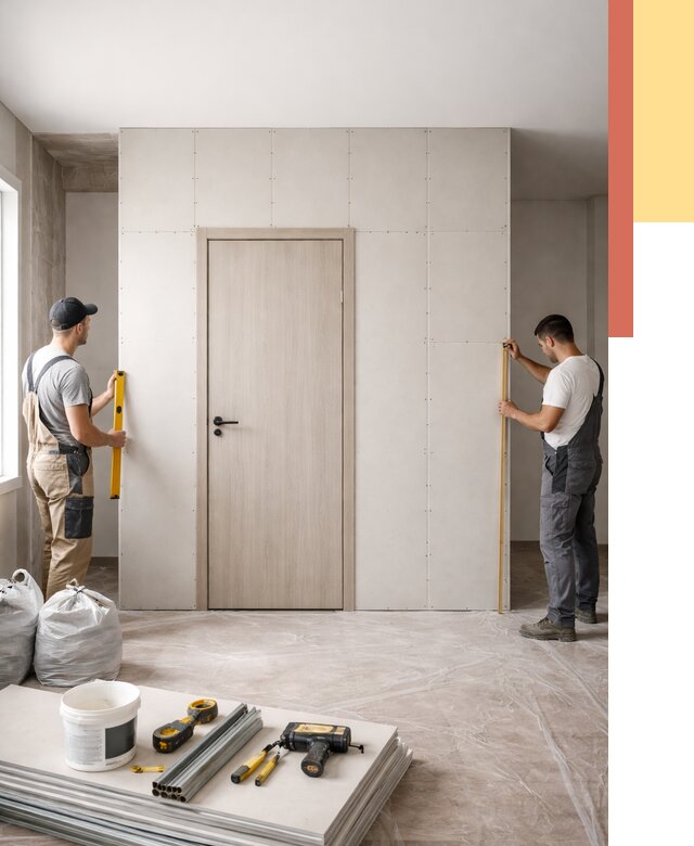 Перегородка из гипсокартона с дверью в Керчи от 4595 руб. под ключ | ОТДЕЛОЧНИК-Крч