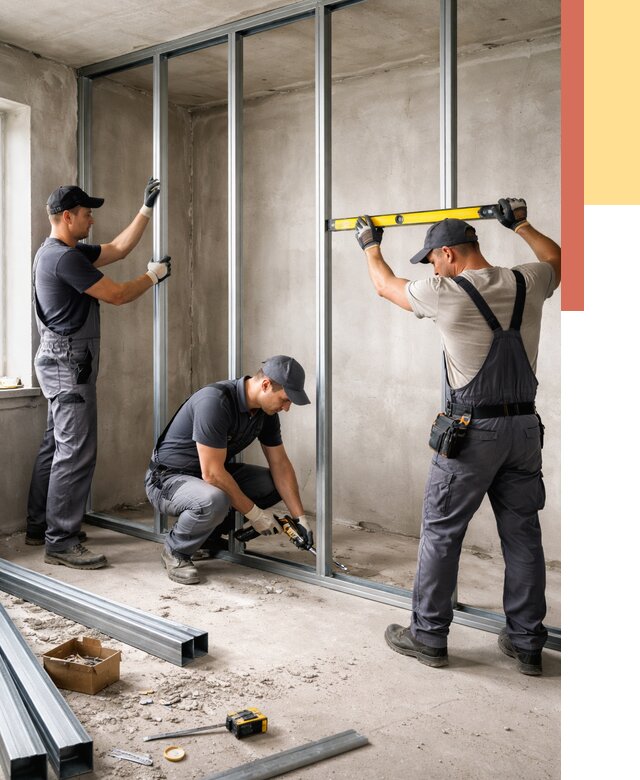 Монтаж каркаса перегородки из профиля в Керчи от 766 руб. | ОТДЕЛОЧНИК-Крч