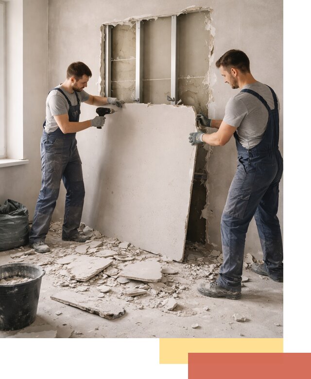 Демонтаж перегородки из гипсокартона в Керчи быстрый и аккуратный