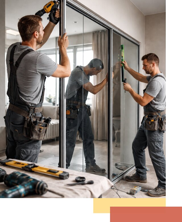 Каркасные стеклянные перегородки под ключ в Керчи