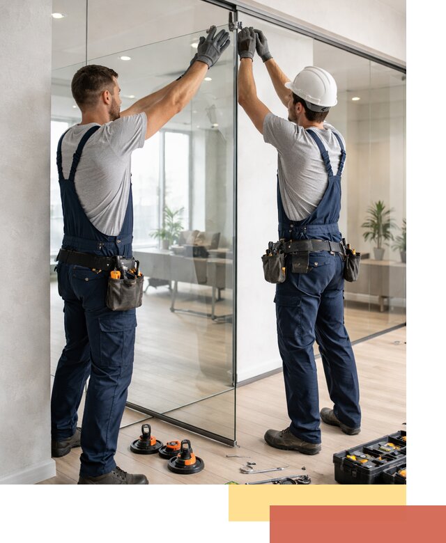 Безрамные стеклянные перегородки под ключ в Керчи