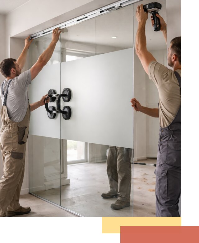 Матовые стеклянные перегородки под ключ в Керчи