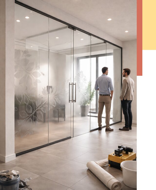 Стеклянные перегородки с рисунком в Керчи от 12765 руб. монтаж и нанесение | ОТДЕЛОЧНИК-Крч