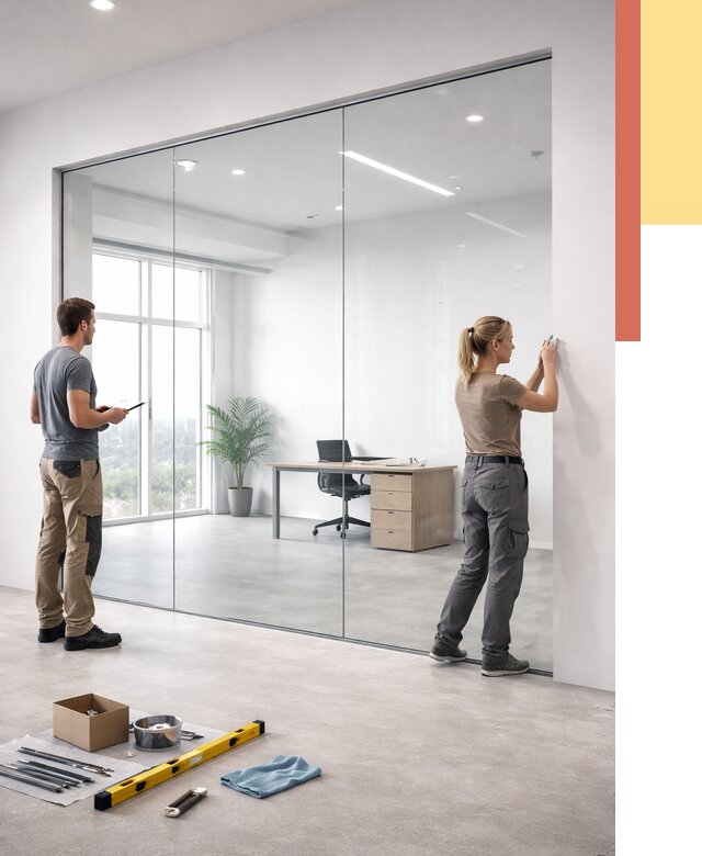 Перегородки из закаленного стекла в Керчи от 9701 руб. под ключ | ОТДЕЛОЧНИК-Крч