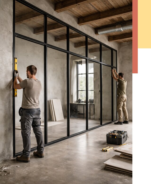 Стеклянные перегородки лофт в Керчи от 10723 руб. под ключ | ОТДЕЛОЧНИК-Крч