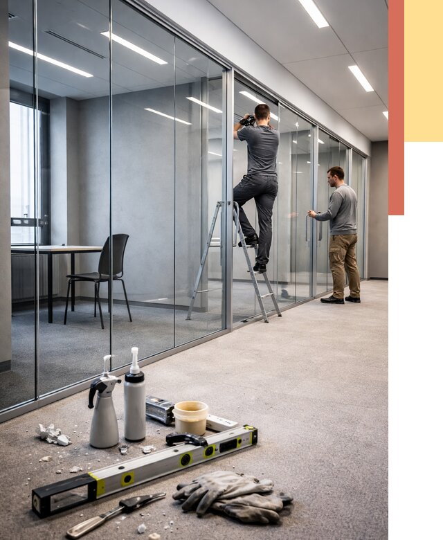 Стеклянные офисные перегородки в Керчи от 8680 руб. — монтаж и установка | ОТДЕЛОЧНИК-Крч