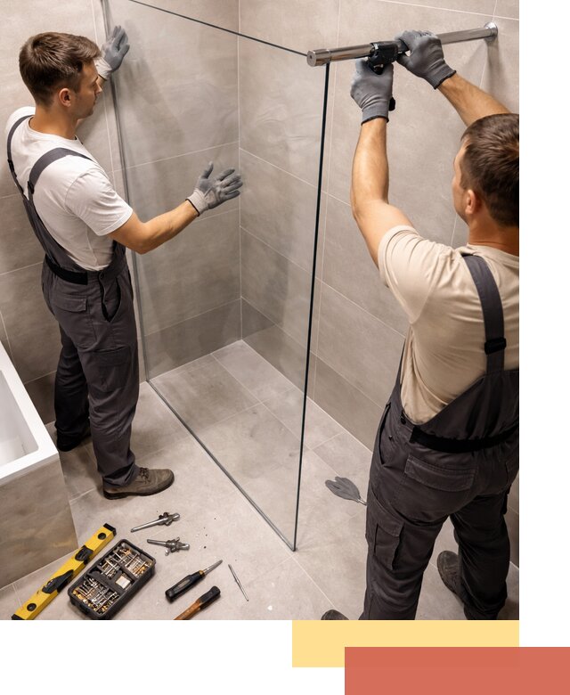 Стеклянные перегородки для душа в Керчи — изготовление и монтаж