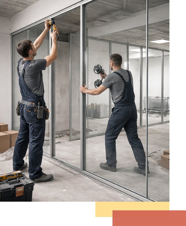 Алюминиевые перегородки со стеклом в Керчи — изготовление и монтаж