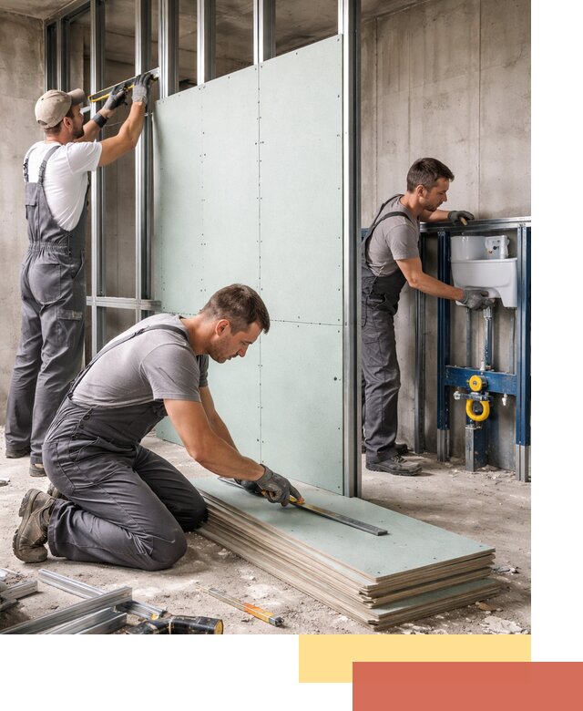 Монтаж и ремонт сантехнических перегородок в Керчи