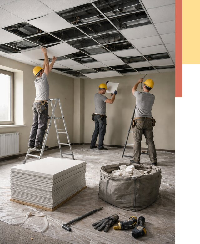 Демонтаж потолка Армстронг в Керчи от 4595 руб. быстро и недорого | ОТДЕЛОЧНИК-Крч