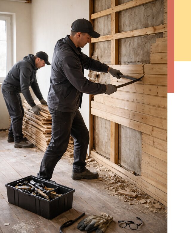 Демонтаж вагонки в Керчи от 3881 руб/м2 — быстро и недорого | ОТДЕЛОЧНИК-Крч