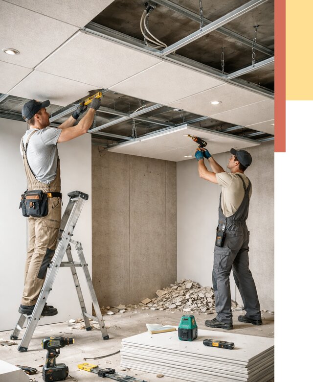 Монтаж акустического потолка в Керчи от 6638 руб/м2 — быстро и недорого | ОТДЕЛОЧНИК-Крч