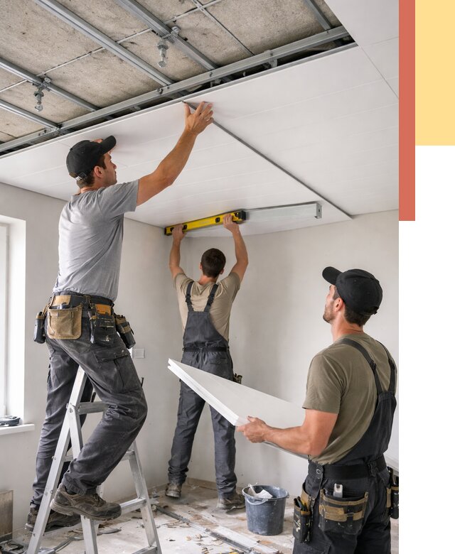 Монтаж потолка из ПВХ панелей в Керчи от 3574 руб./м2 — быстро и недорого | ОТДЕЛОЧНИК-Крч