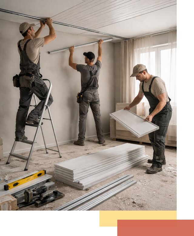 Монтаж потолка из ПВХ панелей в Керчи оперативно и качественно