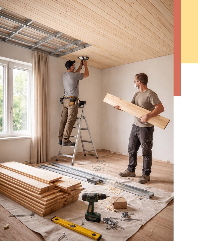 Монтаж потолка из вагонки в Керчи от 6638 руб. | Быстро и недорого — ОТДЕЛОЧНИК-Крч