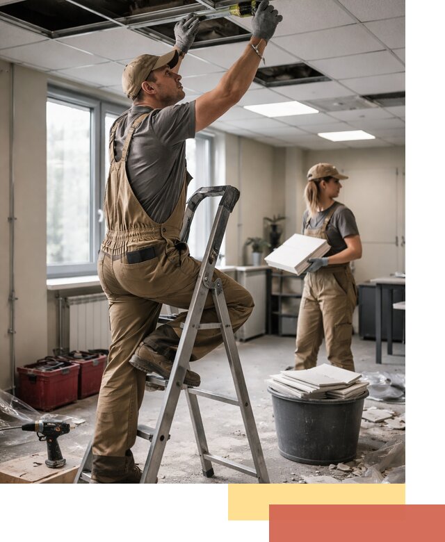 Ремонт потолка Армстронг и замена плит в Керчи