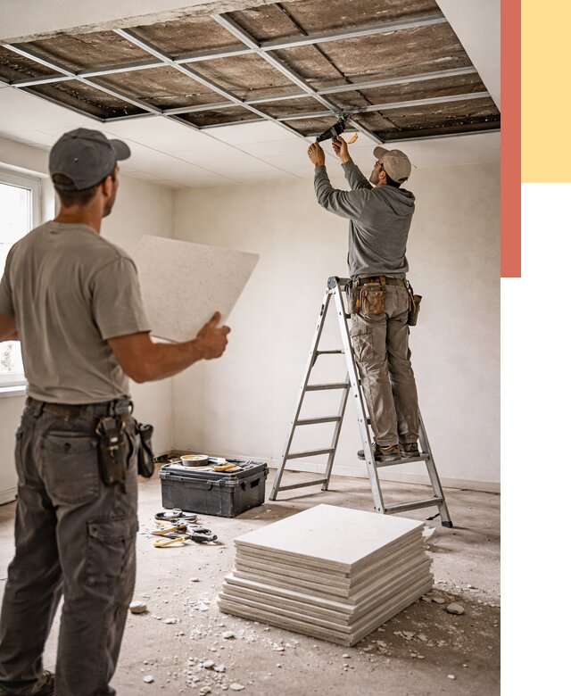 Замена плит подвесного потолка в Керчи от 1787 руб. быстро и недорого | ОТДЕЛОЧНИК-Крч