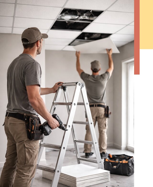 Обслуживание подвесного потолка в Керчи от 3574 руб. — быстро и недорого | ОТДЕЛОЧНИК-Крч