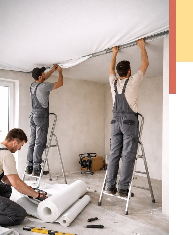 Монтаж тканевого натяжного потолка в Керчи от 3574 руб. под ключ | ОТДЕЛОЧНИК-Крч