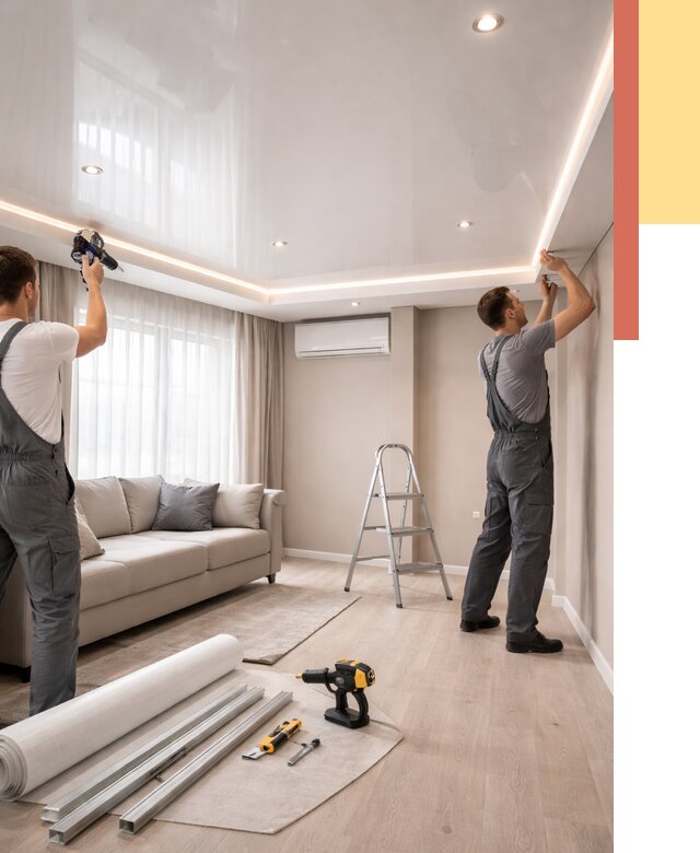 Монтаж глянцевого натяжного потолка в Керчи от 766 руб. под ключ | ОТДЕЛОЧНИК-Крч