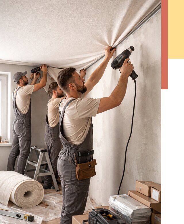 Монтаж фактурного натяжного потолка в Керчи от 766 руб. — ОТДЕЛОЧНИК-Крч